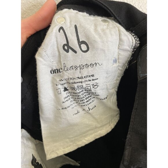 One Teaspoon Aztec Embroidered Skinny Jeans Size 26 Black High Waist Dixie - Picture 7 of 10